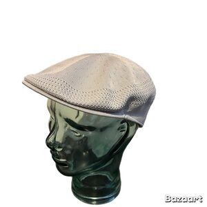 Kangol Newsboy Driving Cap Hat Tropic 504 Ventair Gray Knitted Golf Size Large